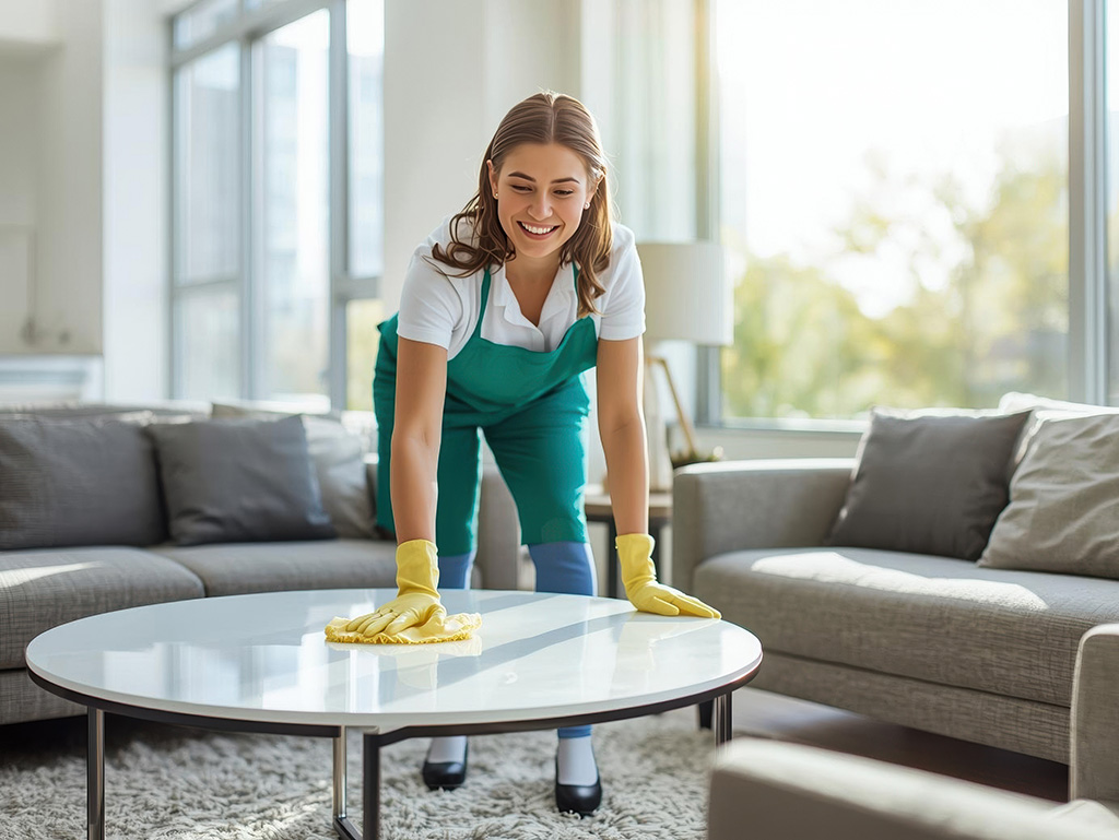 Profesional de limpieza trabajando en el hogar